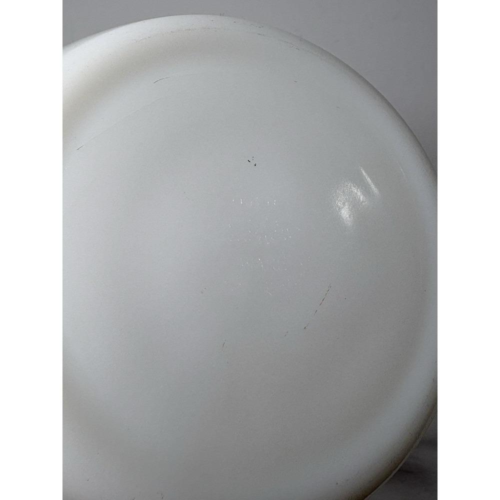 Vintage Fire King Splash Proof Bowl Apple & Cherries 4 QT White Painted 9.5"x 6" - Picture 8 of 11